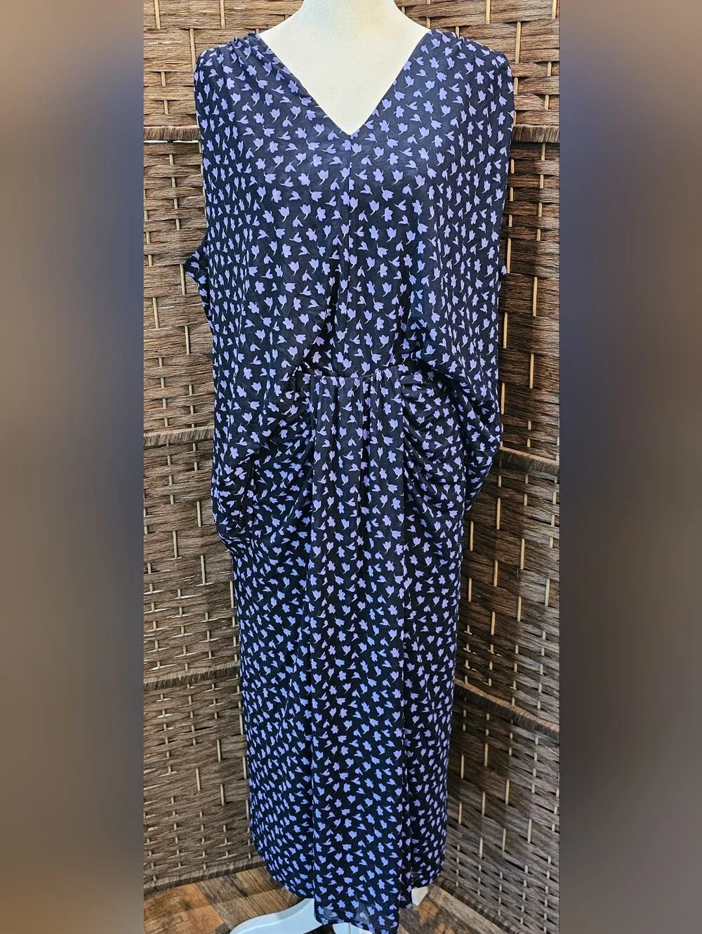 CAbi Navy with Lavender Micro-Print Swim Cover Dress